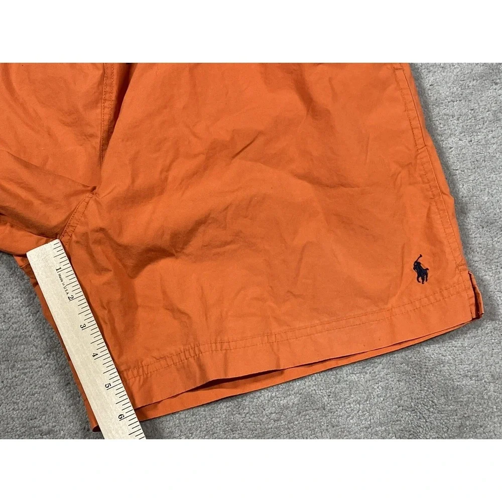 Polo Sport Ralph Lauren Men Orange Cotton Swim Trunks Board Shorts L Vintage